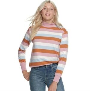Popsugar sz XS Striped mock neck sweatshirt
